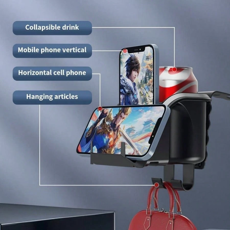 3in1 Headrest Hooks For Car, Multifunctional Car Seat Hooks For Headrest With Cup Holder For Car,